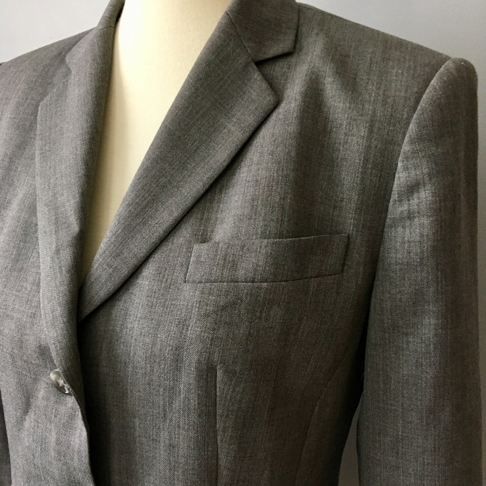 Talbots Wool Button Up Blazer Gray Size 8 Petite - image 3